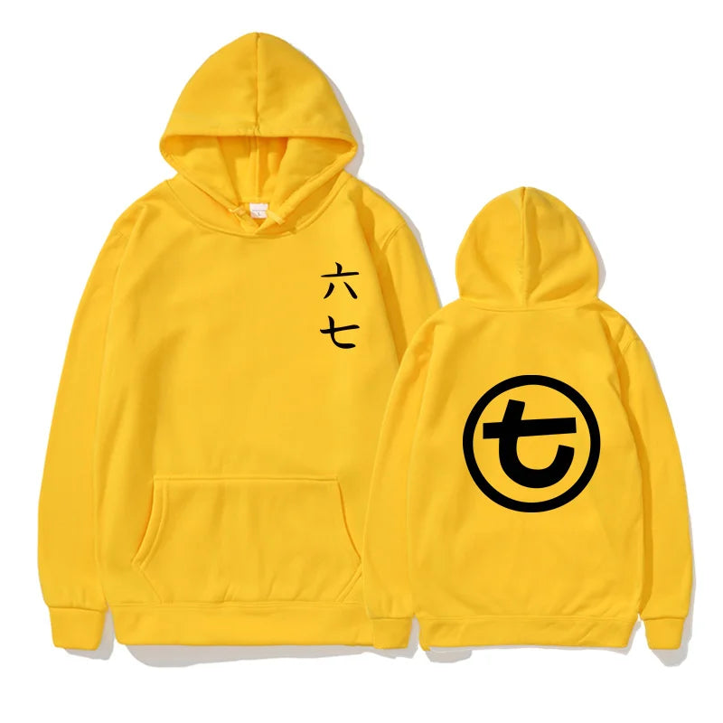 Hoodie met Chinese karakters en rond symbool, effen