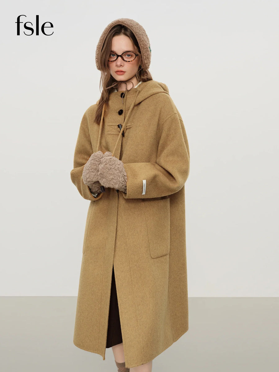 Damen Dufflecoat mit Kapuze und Knebelverschlüssen