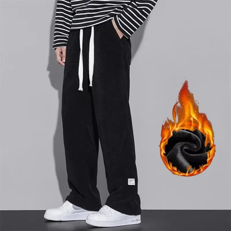 Unisex Winterhose mit Fleecefutter, Lässige Weite Freizeithose mit Kordelzug