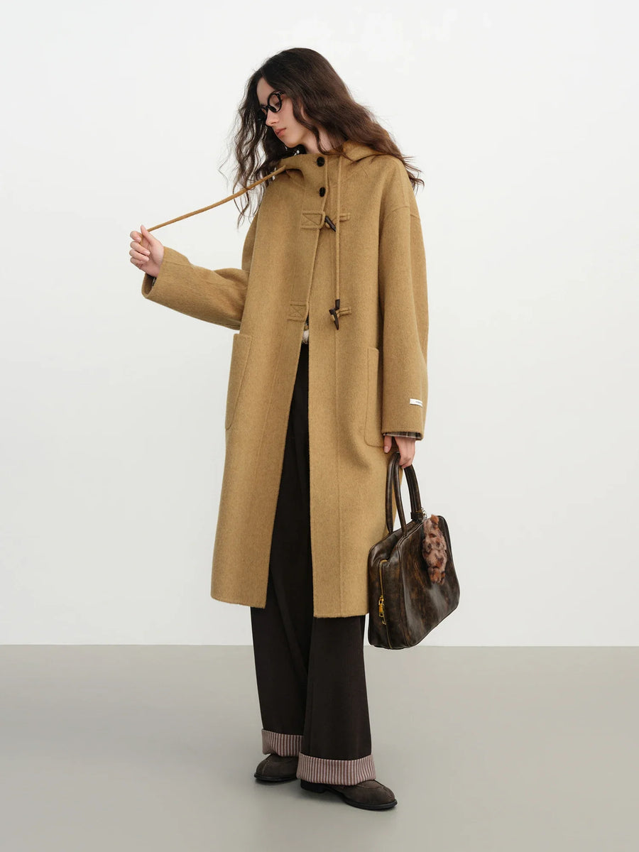 Damen Dufflecoat mit Kapuze und Knebelverschlüssen