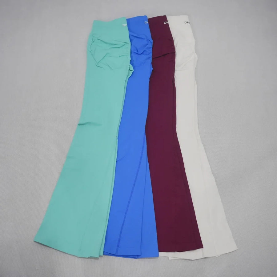 Sportieve bootcutbroek voor dames met hoge taille, elastische yogalegging, zacht