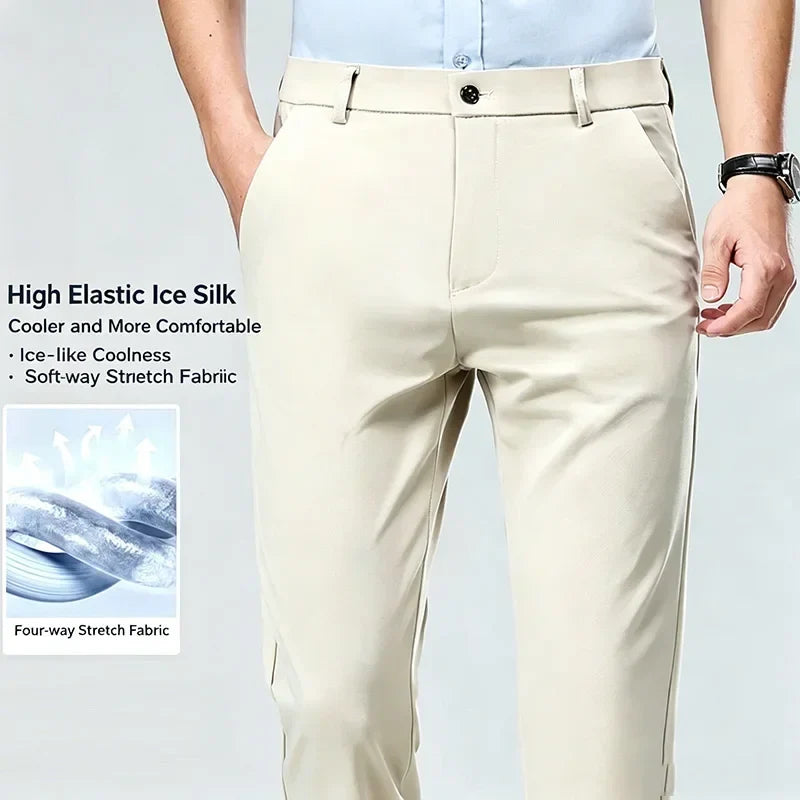 Herren Business-Hose Schwarz Gerade Passform Anzughose
