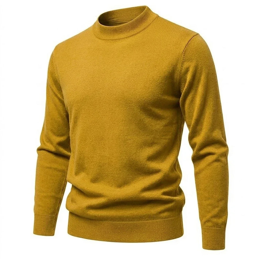 Heren trui met mock neck, geribde col en casual gebreid ontwerp