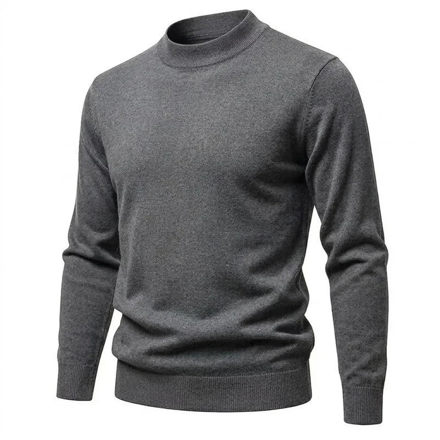 Heren trui met mock neck, geribde col en casual gebreid ontwerp