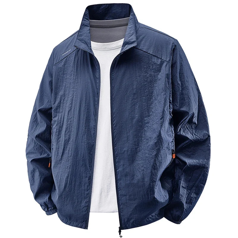 Leichte Herren Windjacke Stehkragen Reißverschluss Jacke Freizeit Outdoor