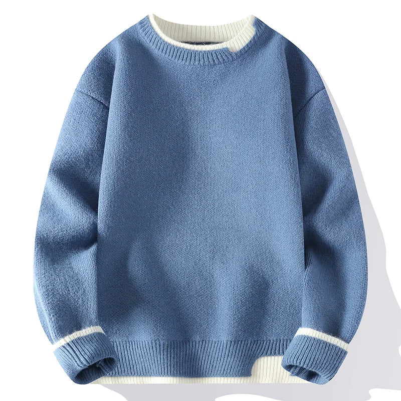 Unisex tweekleurige trui met ronde hals, gebreid, zacht materiaal