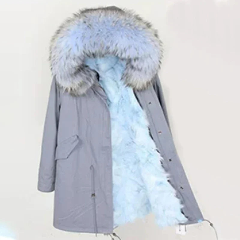 Damen Winterparka mit abnehmbarem Kunstpelzbesatz und Futter