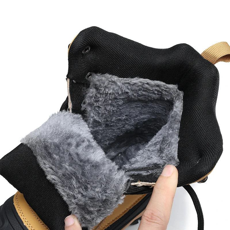 Unisex winterlaarzen, warm gevoerd, antislip outdoorboots in bruin-zwart
