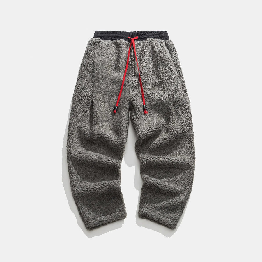 Unisex joggingbroek van teddyfleece, zachte broek met trekkoord voor heren & dames