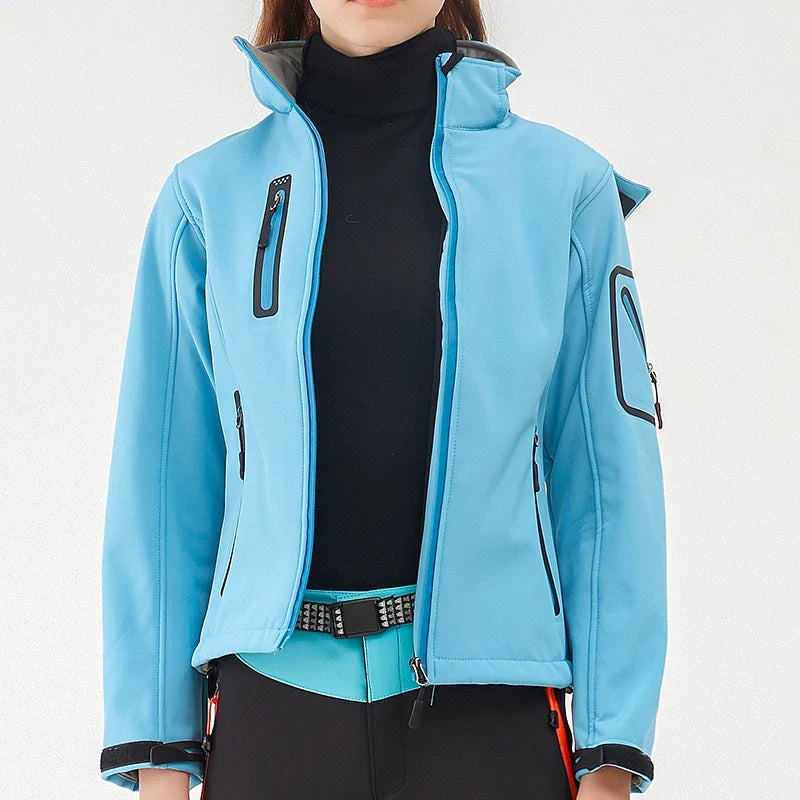 Damen Softshelljacke Wasserabweisend Atmungsaktiv Wärmeisolierend mit Reißverschluss