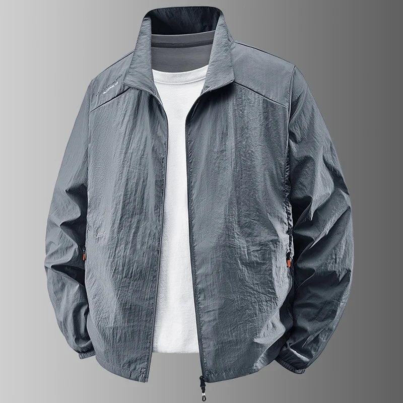 Leichte Herren Windjacke Stehkragen Reißverschluss Jacke Freizeit Outdoor