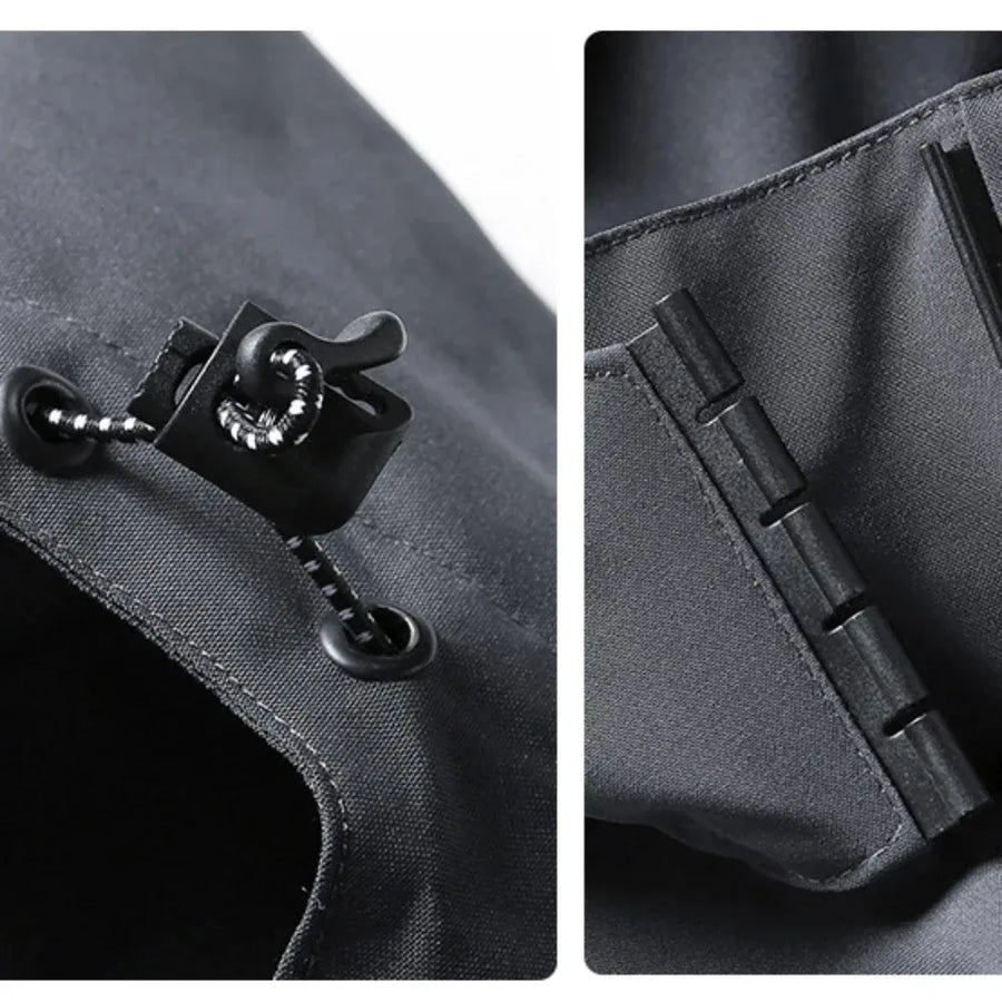 Unisex Outdoorjacke mit Kapuze und Reißverschluss, wasserabweisend