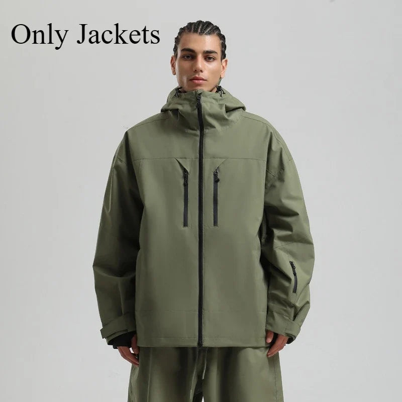 Winter Skijacke Snowboardjacke mit Kapuze und Reißverschlüssen Herren