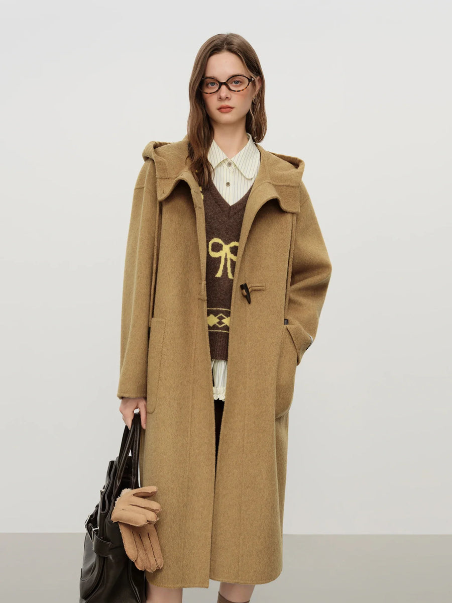 Damen Dufflecoat mit Kapuze und Knebelverschlüssen