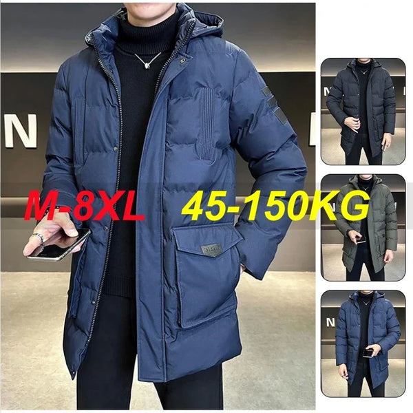 Herren Winter Steppjacke mit Kapuze Winddicht Marineblau