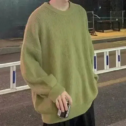 Unisex gebreide trui met ronde hals, grof breisel en oversized pasvorm