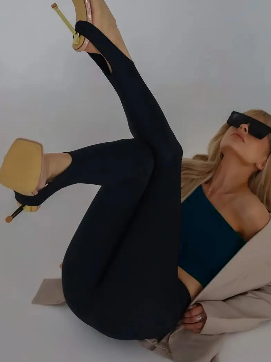 Zwarte dameslegging met voetlus