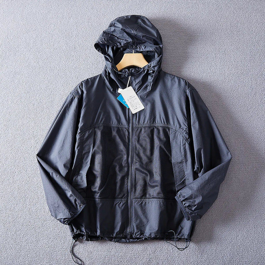 Unisex Kapuzenjacke leicht mit Reißverschluss und Netzeinsätzen