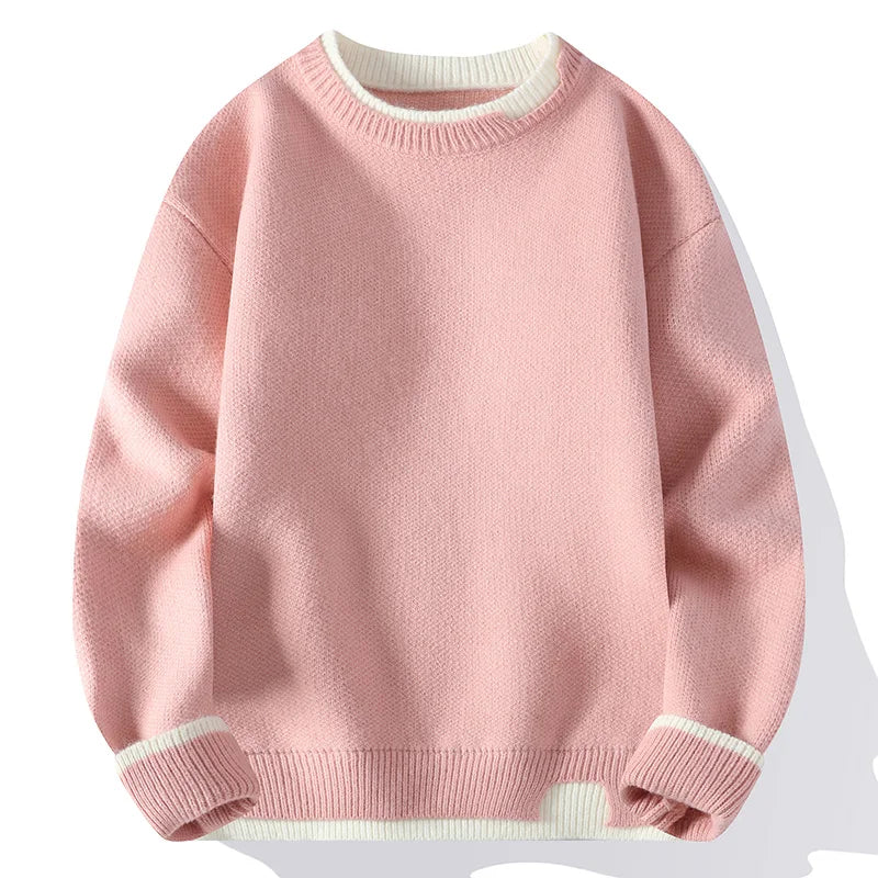 Unisex tweekleurige trui met ronde hals, gebreid, zacht materiaal