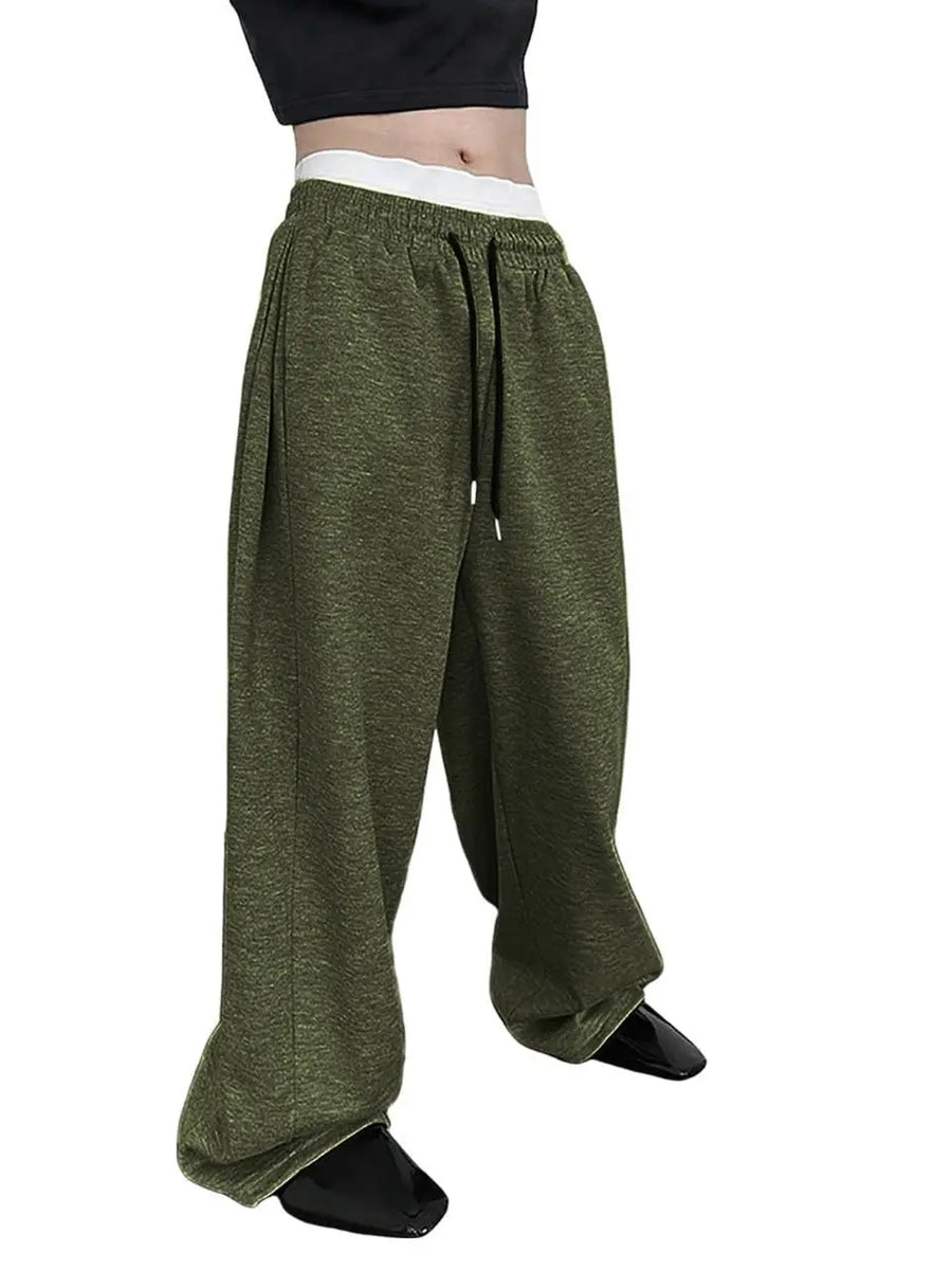 Zwarte unisex joggingbroek met wijde pijpen en trekkoord