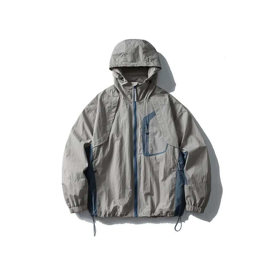 Unisex Leichte Jacke mit Kapuze und Reißverschluss Tasche