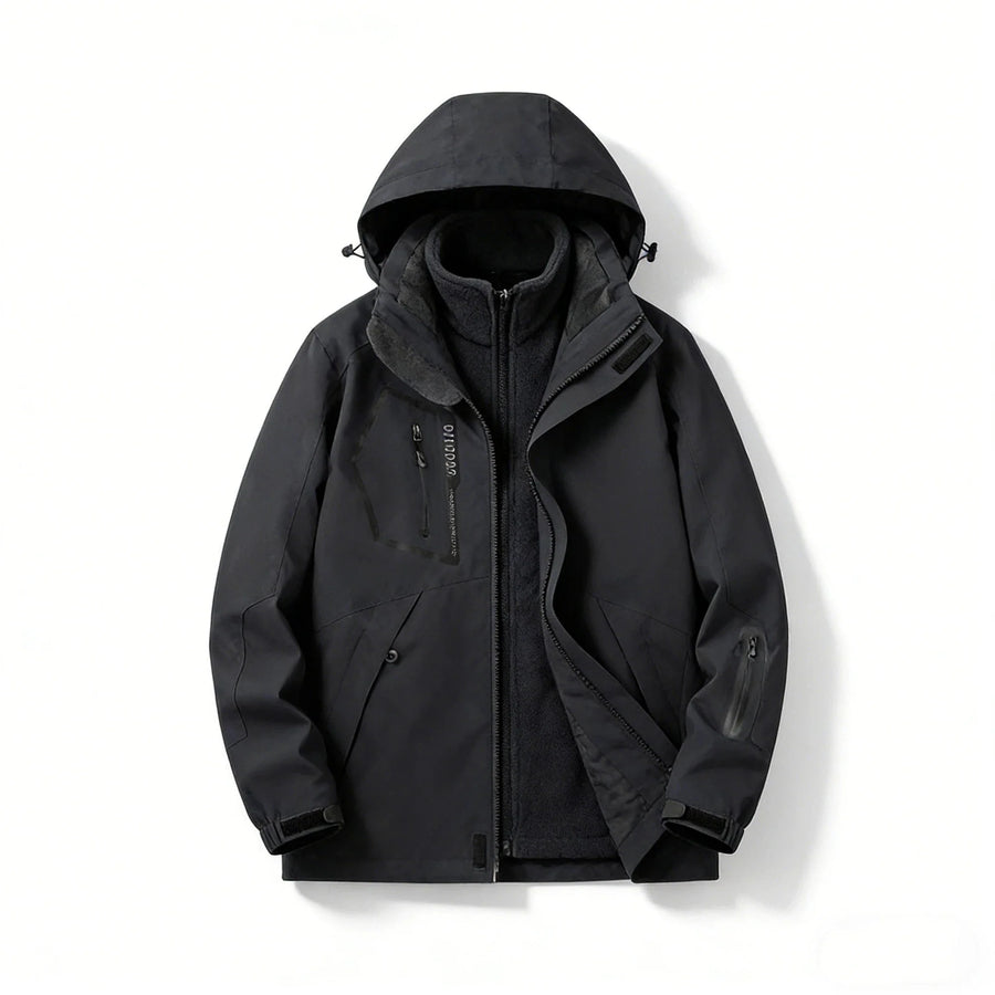 Unisex Outdoor Jacke 3-in-1, Wasserdicht mit Kapuze, Mehrere Taschen, Funktionsjacke
