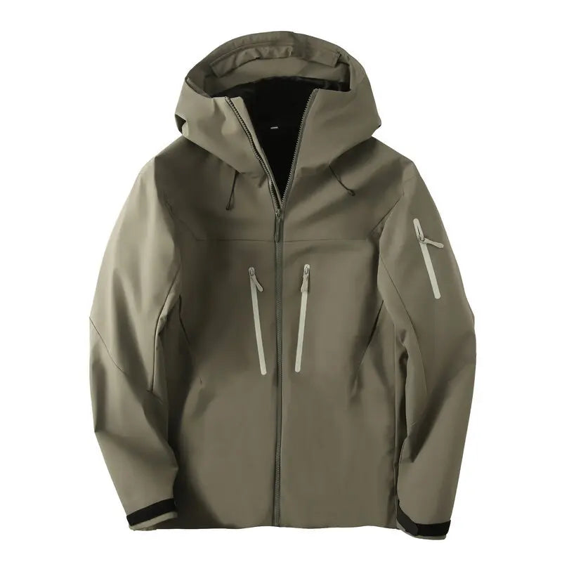 Unisex Outdoorjacke mit Kapuze – Funktionsjacke Wetterfest mit Reißverschlusstaschen