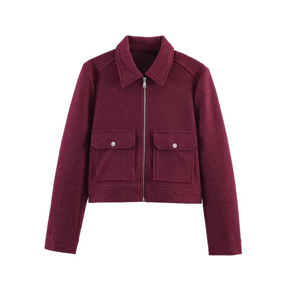 Damen Kurzjacke mit Reißverschluss und Pattentaschen