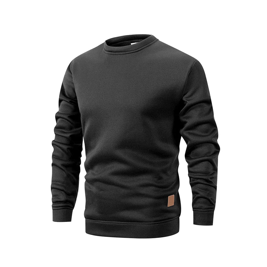 Heren casual trui met ronde hals, lange mouwen en gemêleerde look