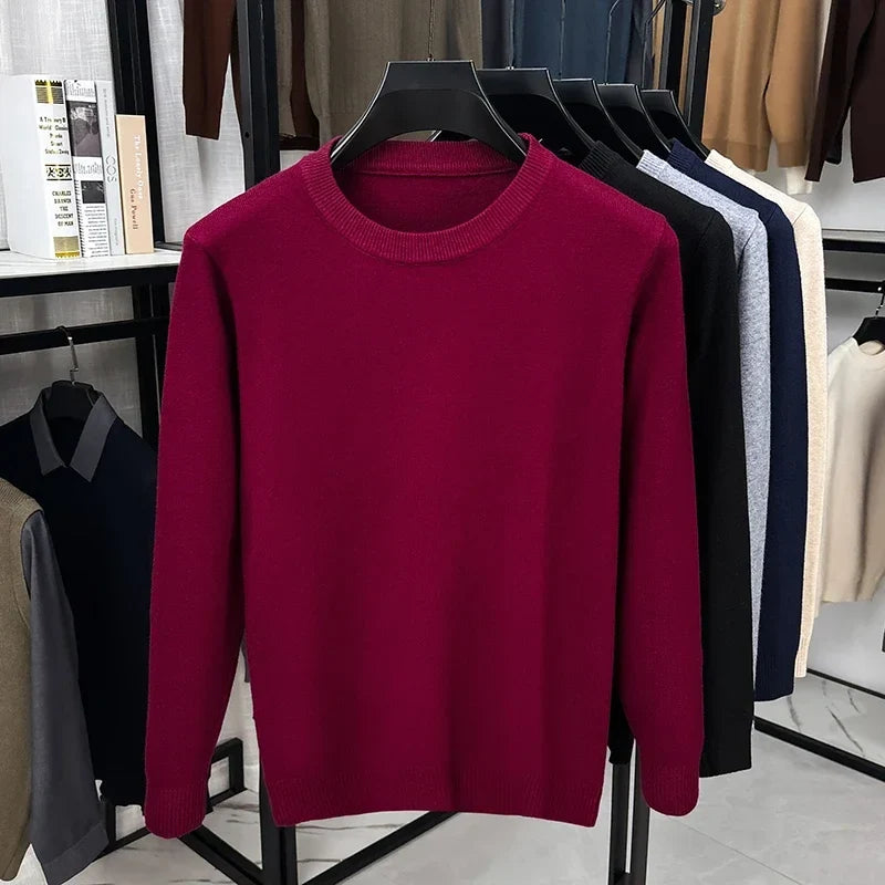 Unisex pullover met lange mouwen, ronde hals, fijngebreid, beige