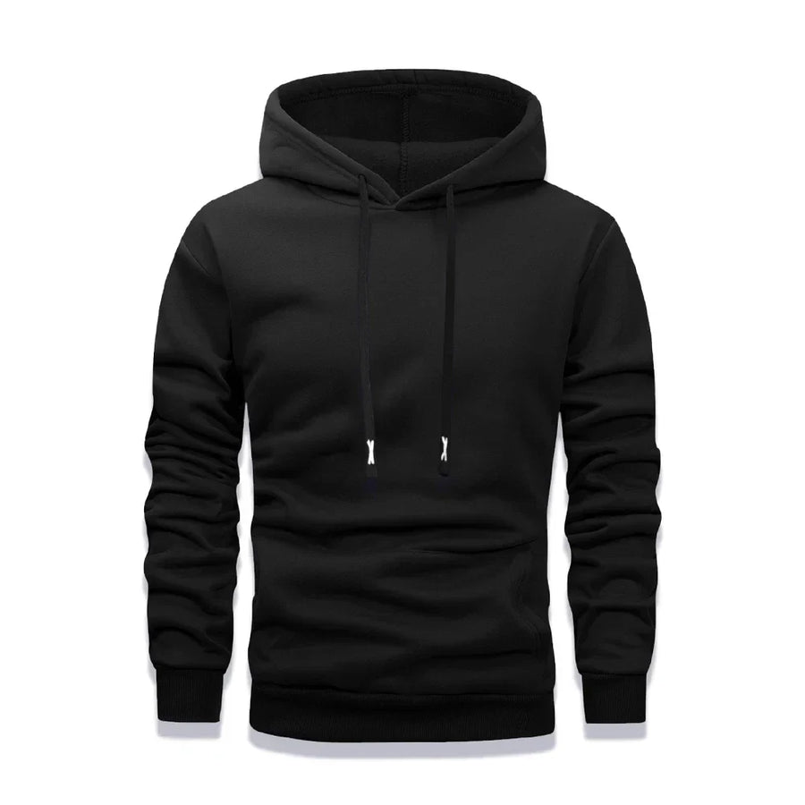 Herenhoodie met capuchon, kangoeroezak, effen kleur