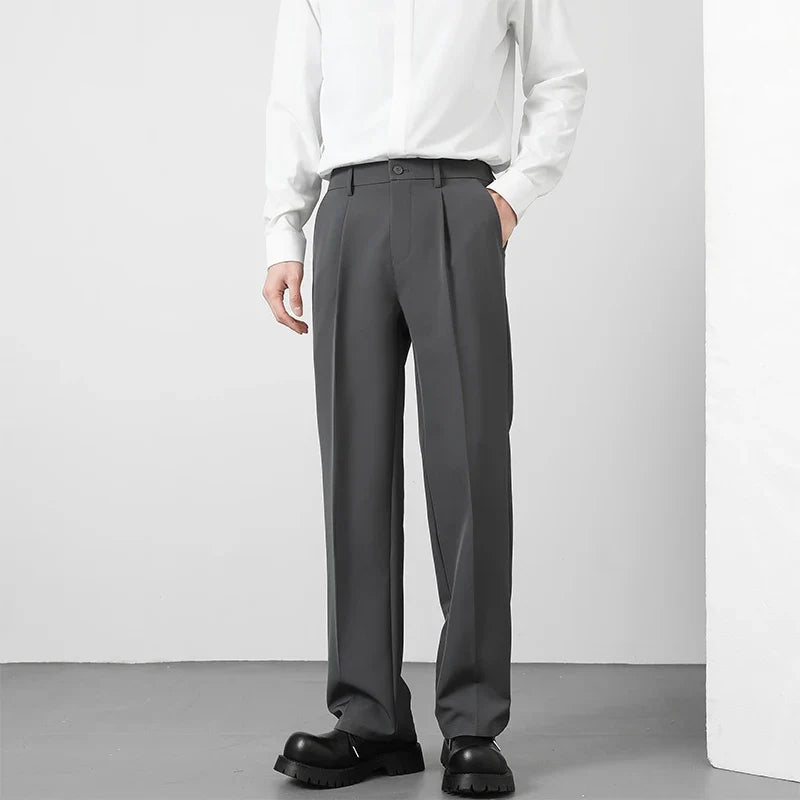 Herren Bundfaltenhose Beige/Braun Weites Bein