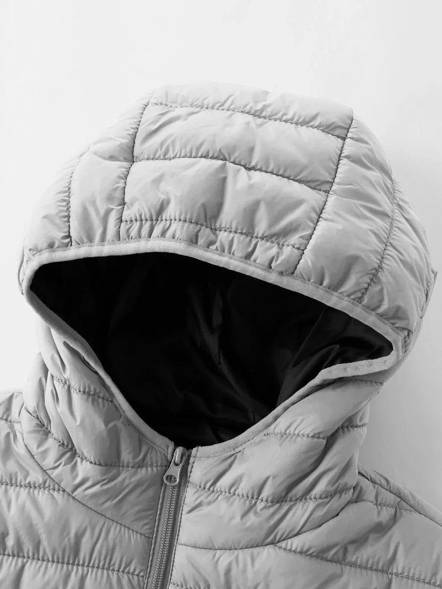 Gepolsterte Leichte Steppjacke mit Kapuze und Reißverschluss, gefüttert