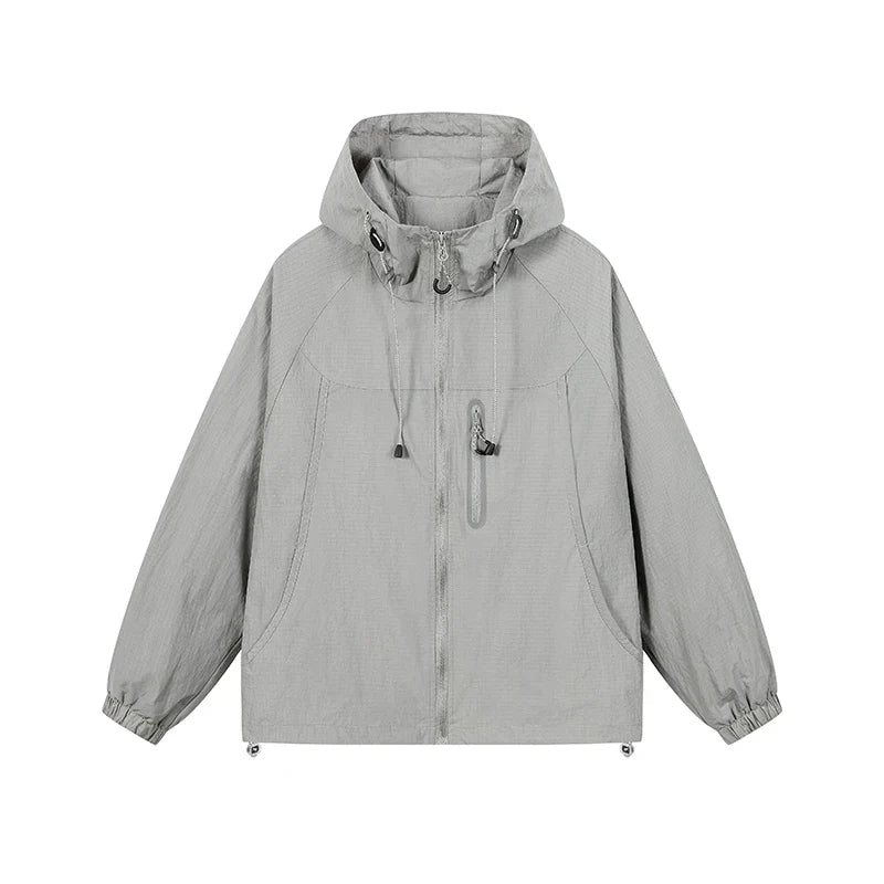 Unisex Leichte Jacke mit Kapuze und Reißverschluss Tasche