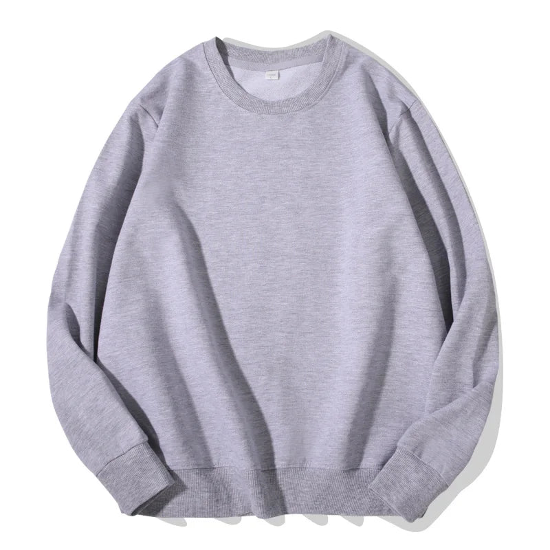 Unisex basic sweatshirt met ronde hals, lange mouwen, effen, geribde boorden, casual trui