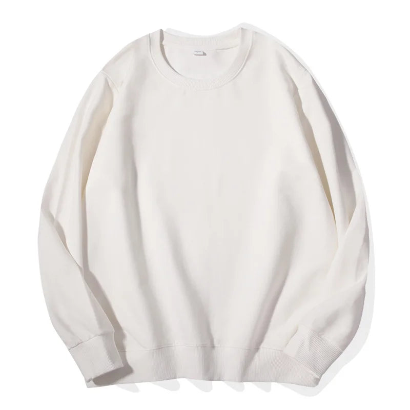 Unisex basic sweatshirt met ronde hals, lange mouwen, effen, geribde boorden, casual trui