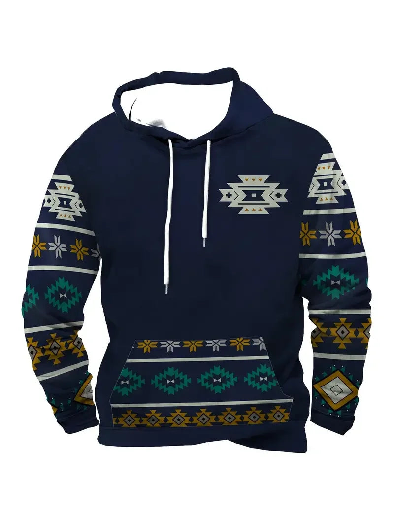 Hoodie mit Motivdruck, Kängurutasche, Kapuze und Kordelzug