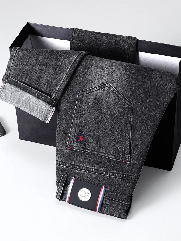 Donkergrijze jeans voor heren, regular fit, denim