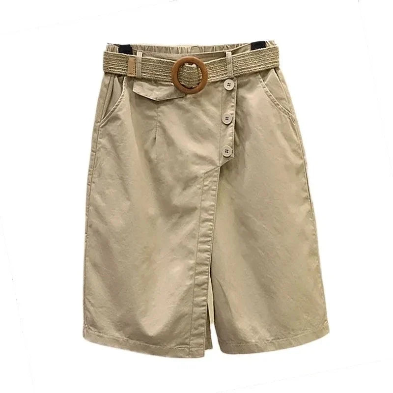 Wikkelrokshorts voor dames met riem en knopen