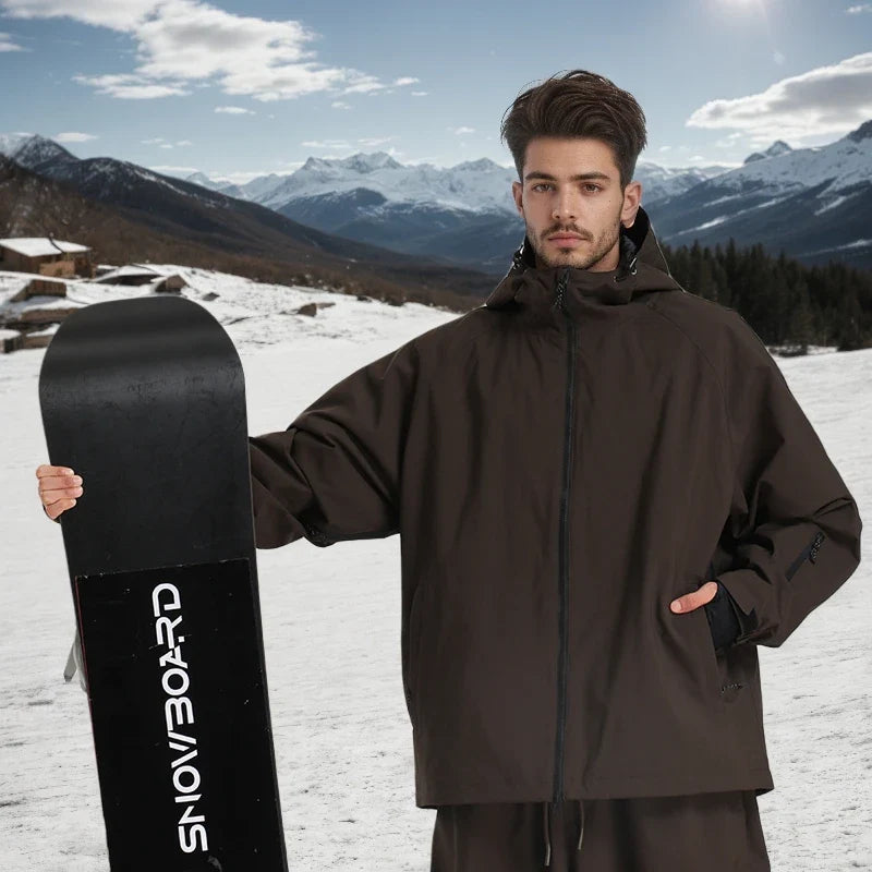Winter Skijacke Snowboardjacke mit Kapuze und Reißverschlüssen Herren