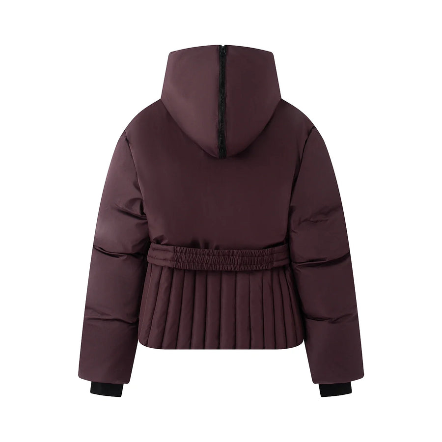 Damen Steppjacke mit Stehkragen Gürtel Falten-Details