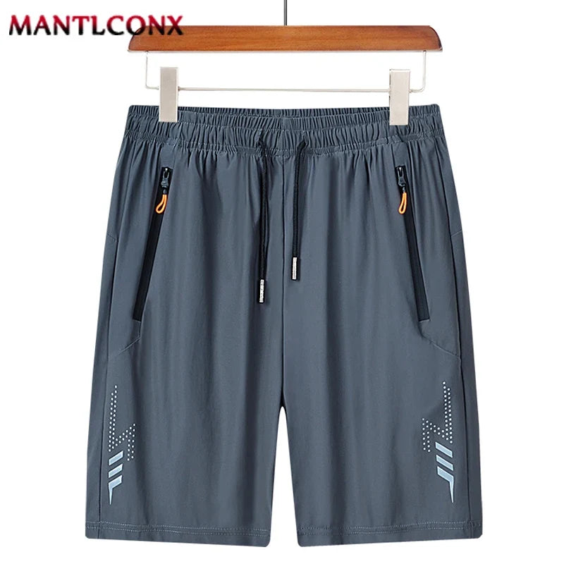 Herren 3/4 Sportshorts mit Reißverschlusstaschen & Kordelzug, Grau