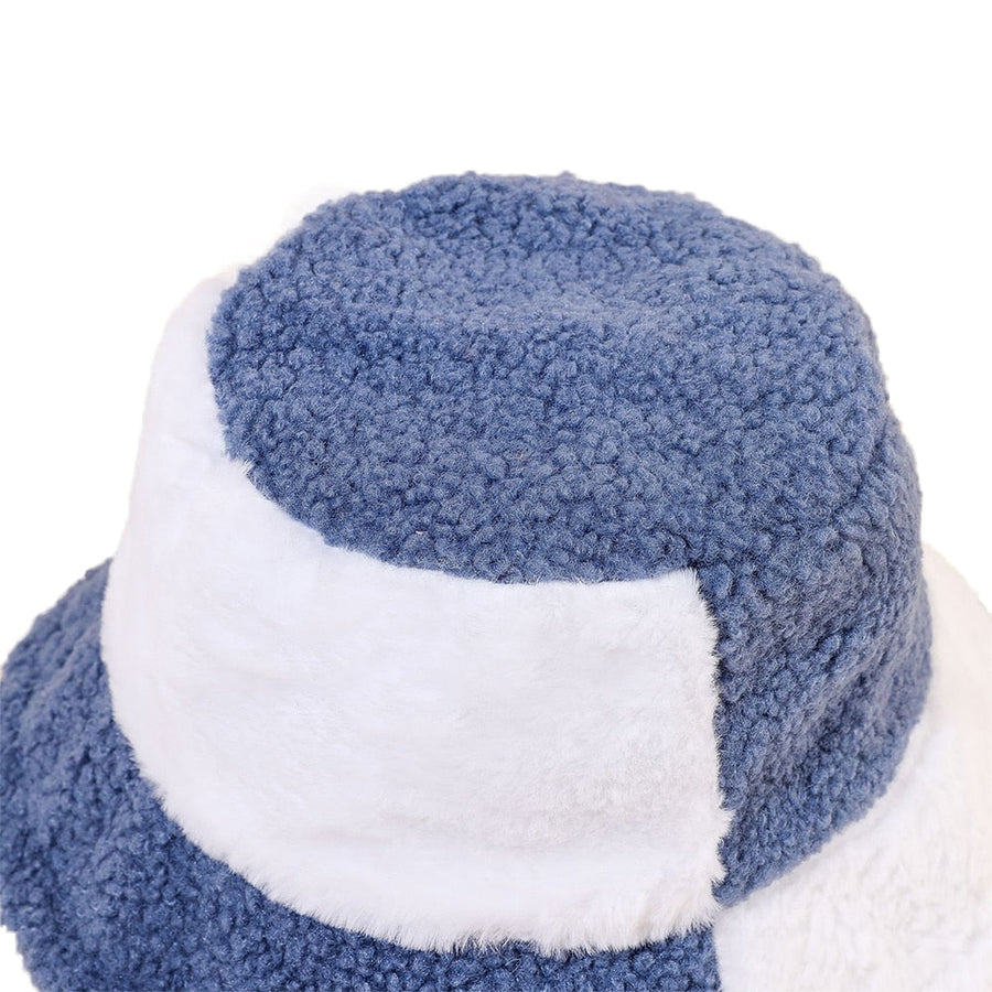 Tweekleurige bucket hat van imitatiebont, zacht gevoerd