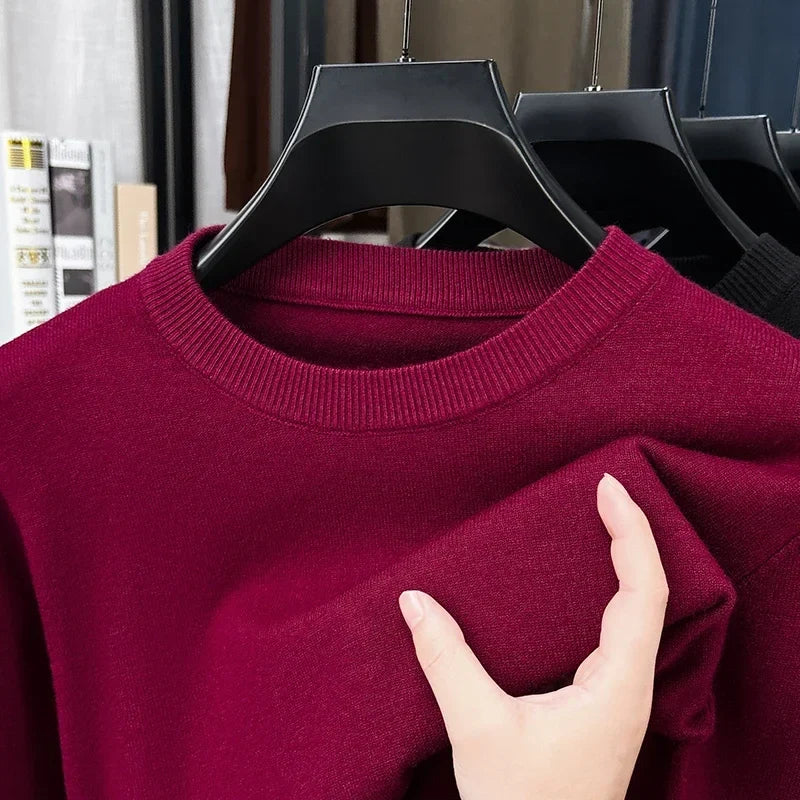 Unisex pullover met lange mouwen, ronde hals, fijngebreid, beige