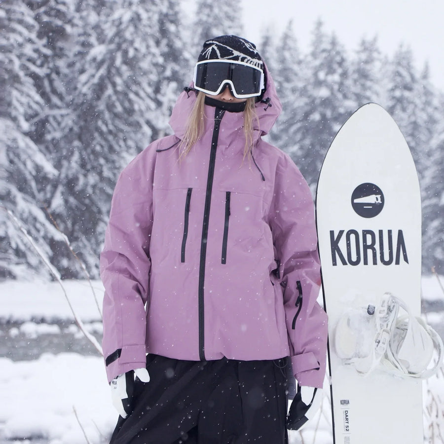 Unisex Winterjacke mit Kapuze für Snowboard und Ski, wasserabweisend, Pink