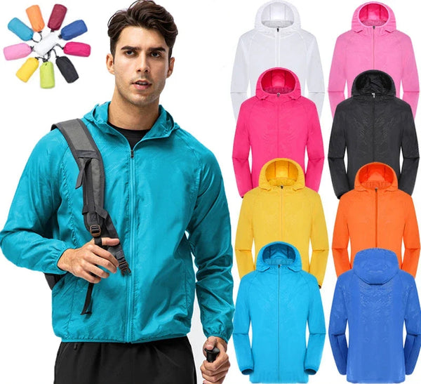 Lichtgewicht opvouwbaar sportief unisex windjack met capuchon en rits