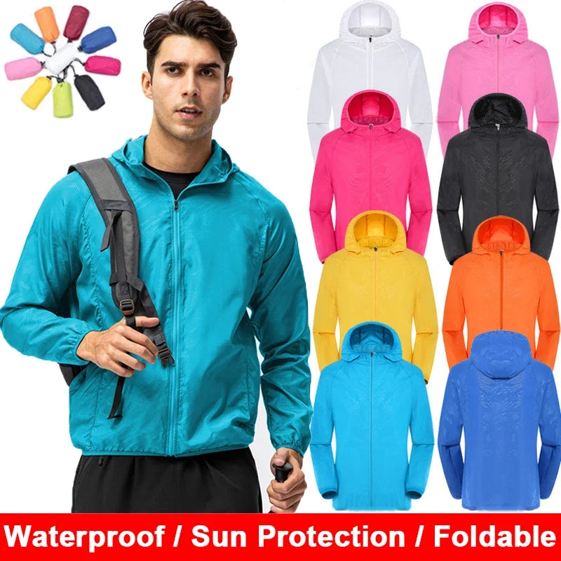 Leichte Kapuzenjacke Windbreaker Faltbar mit Reißverschluss Sportlich Unisex