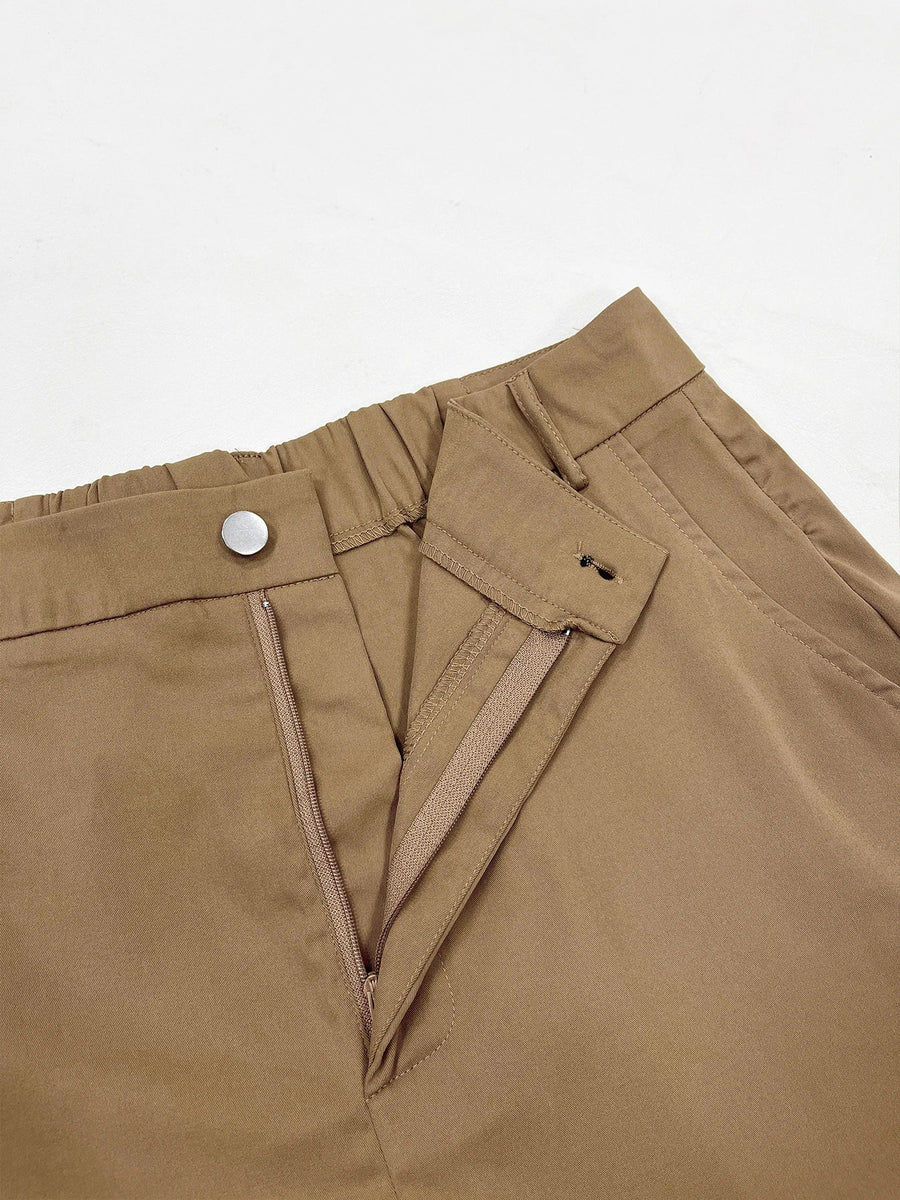Damen Cargo Hose Weites Bein Hoher Bund Patch-Taschen