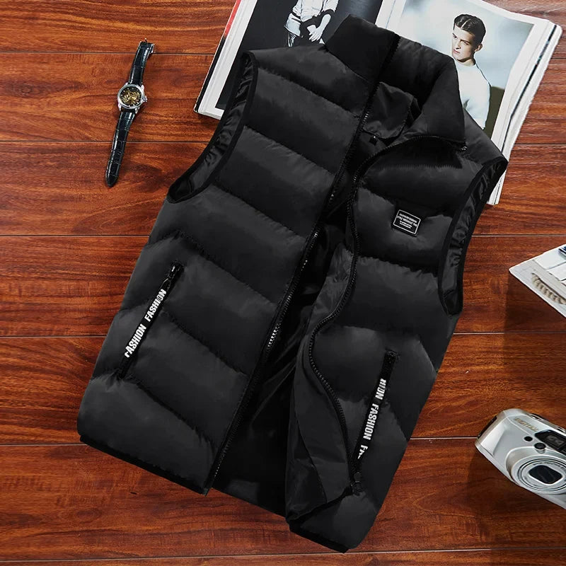 Herren Steppweste mit Stehkragen - Gesteppte Winter Weste mit Reißverschluss & Taschen