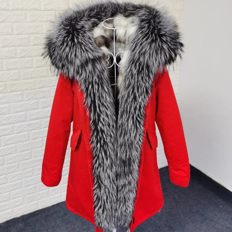 Damen Winterparka mit abnehmbarem Kunstpelzbesatz und Futter